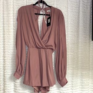 Mauve Backless long sleeve romper